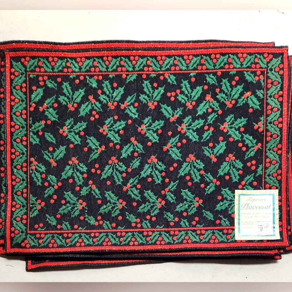 Vintage Tapestry Christmas Placemats - Set of 4